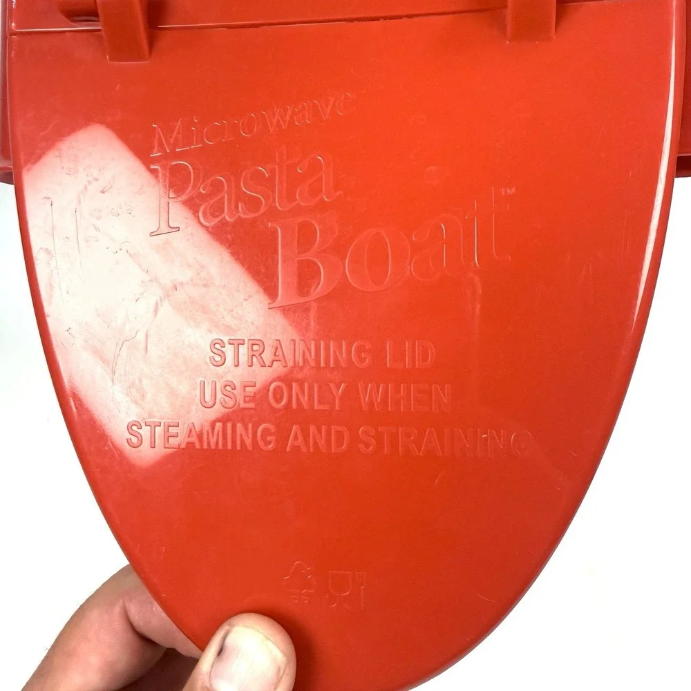 Microwave Pasta Boat TeleBrands Red Complete Strainer Insert Recipe Book